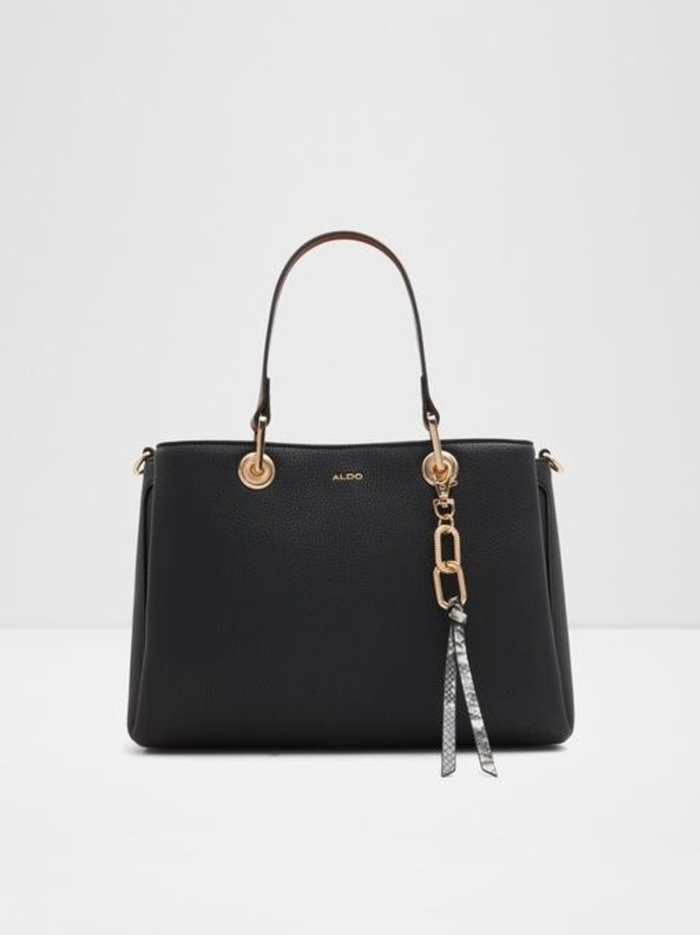 ALDO Black Pebble Leather Tote with Gold Hardware